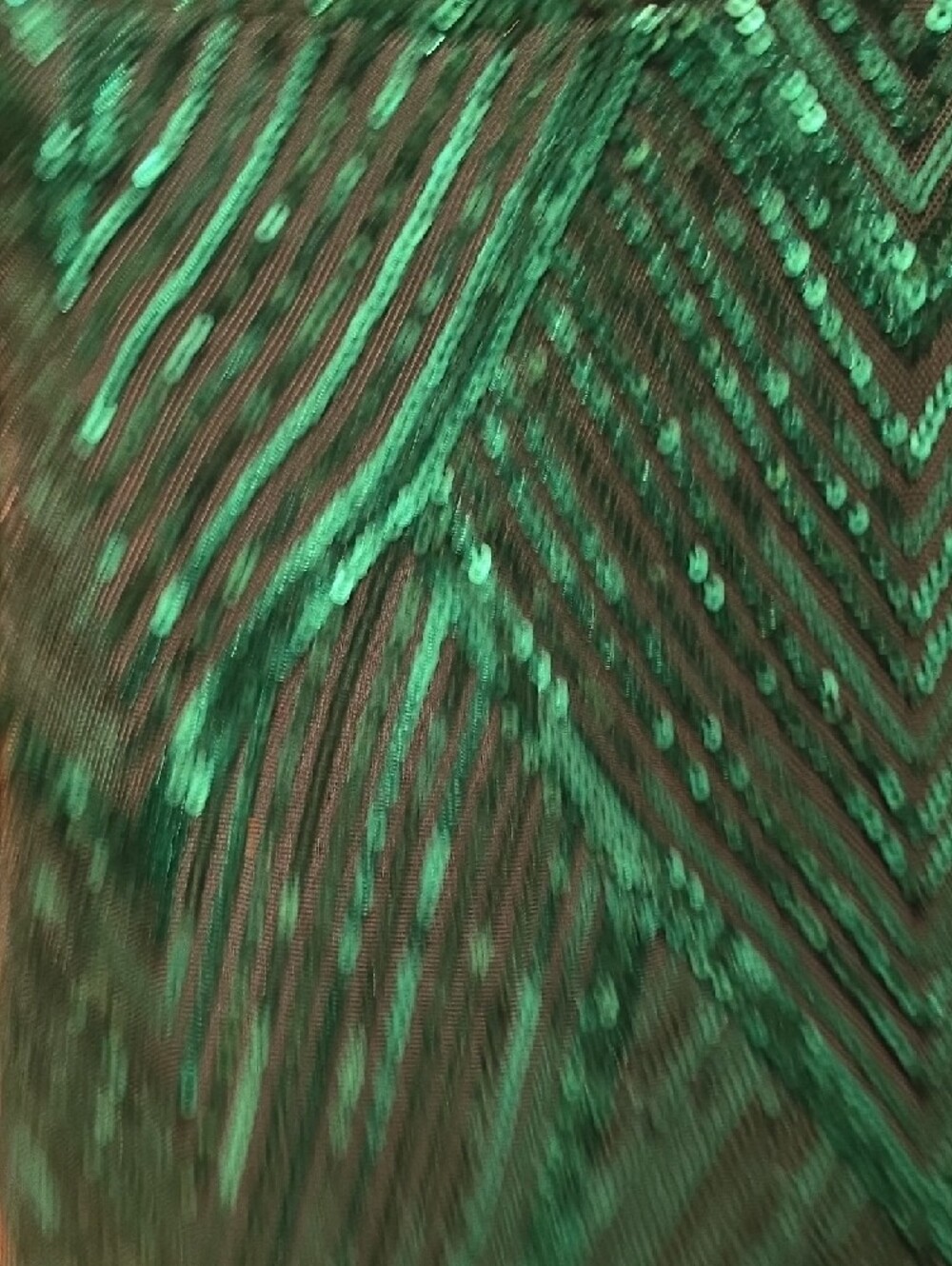 Long Sleeve Emerald Green Sequin Evening Dress - Picture 4 of 5